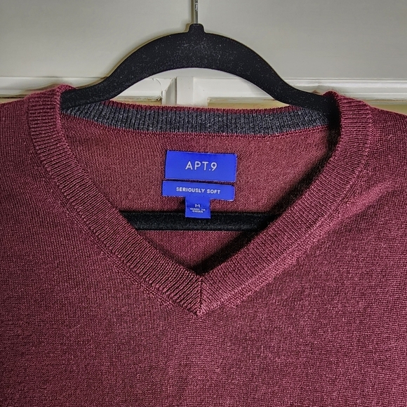 Apt. 9 Seriously Soft Men's Merino Wool Blend V Neck Comfy Cozy Sweater Medium - Picture 5 of 9
